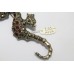 Hallmarked 925 Sterling Silver Sea Horse Brooch with Marcasite and Garnet stones